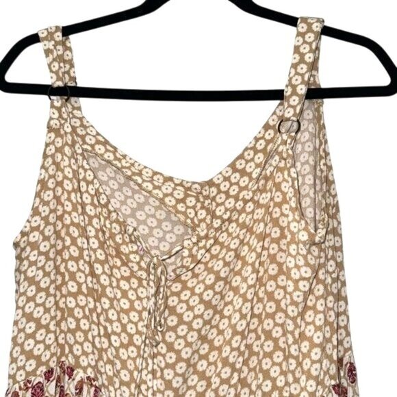 Xhilaration Beige & Red Floral Boho Maxi Dress XL Adjustable Straps Sleeveless - Picture 4 of 7